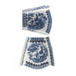 TWO CAUGHLEY BLUE AND WHITE ASPARAGUS SERVERS, C1779-99 in the Fisherman pattern , 7.5cm l