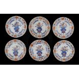 A SET OF SIX CHINESE IMARI PLATES, 19TH C 22cm diam ++Four plates with very small rim nicks, one