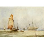 ATTRIBUTED TO WILLIAM ADOLPHUS KNELL (1872-1875) SHIPPING SCENE watercolour, 22 x 31.5cm ++In good