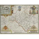 JOHN SPEED RADNOR double page engraved map from The Theatre... 1611, hand coloured, mounted to