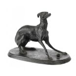 A BRONZE SCULPTURE OF THE WHIPPET GISELLA, CAST FROM A MODEL BY PIERRE JULES MENE (1810-1871),