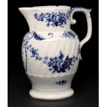 AN INSCRIBED COALPORT BLUE AND WHITE JUG, JOHN ROSE & CO, 1796-C1800 painted with swags and