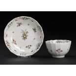 A CALCUT POLYCHROME FLUTED TEA BOWL AND SAUCER, C1794-96 saucer 13cm diam Provenance: Aurea