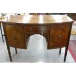 A GEORGE III STYLE MAHOGANY BOW FRONTED SIDEBOARD, CIRCA 1930