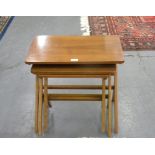 A 1950'S NEST OF THREE LIGHTWOOD TABLES