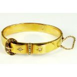 A VICTORIAN DIAMOND SET GOLD BRACELET OF BUCKLE DESIGN, 16.8G