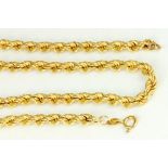 A 9CT GOLD ROPE NECKLACE, 8.8G