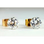 A PAIR OF 9CT GOLD AND CUBIC ZIRCONIA EARRINGS