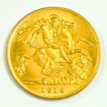 GOLD COIN.  HALF SOVEREIGN, 1913