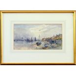 ARTHUR TUCKER - A FISHING PORT, SIGNED, WATERCOLOUR, TWO WATERCOLOURS BY OTHER HANDS AND AN EARLY
