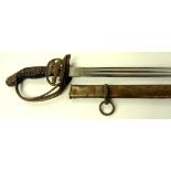 A PRUSSIAN OFFICER'S SWORD AND SCABBARD, DEGEN, MODEL 1889, WITH FOLDING GUARD