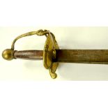 A GERMAN SWORD WITH BRASS HILT, SWORD CUTLERS STAMP MARK TO BLADE, 19TH C