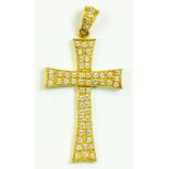 A DIAMOND CROSS, PAVE SET IN GOLD, FOREIGN CONTROL MARK, 5.8G
