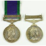 CAMPAIGN SERVICE MEDAL, ONE CLASP, NORTHERN IRELAND, 24593654, GNR K. LYCETT RA AND 24625061 PTE