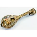 A DUTCH NOVELTY SILVER SCENT BOTTLE IN THE FORM OF A DECORATIVE MANDOLIN, EARLY 20TH CENTURY, 2OZS