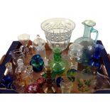 A COLLECTION OF LATE 19TH CENTURY AND LATER COLOURED AND OTHER ORNAMENTAL GLASSWARE, INCLUDING