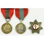 IMPERIAL SERVICE MEDAL GV, GEORGE CHARLES SURRIDGE AND ER II, FREDERICK JOSEPH SHERATON, WITH SILVER