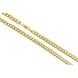 A 9CT GOLD FLAT CURB NECKLACE, 33.6G