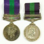 GENERAL SERVICE MEDAL, ONE CLASP, S E ASIA 1945 - 46, 14810416 PTE A. FELSTEAD W YORKS AND GENERAL