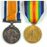 WORLD WAR I PAIR, BRITISH WAR MEDAL AND VICTORY MEDAL, 64447 PTE G. A. BROWN N STAFF R