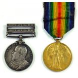 KING'S SOUTH AFRICA MEDAL, TWO CLASPS, SOUTH AFRICA 1901 AND SOUTH AFRICA 1902, (APPARENTLY) PTE