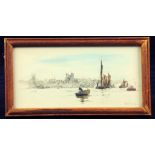 WILLIAM LIONEL WYLLIE - COASTAL SCENE, ETCHING, HAND COLOURED, SIGNED BY THE ARTIST IN PENCIL