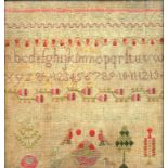 TWO EARLY 19TH CENTURY NEEDLEWORK SAMPLERS, ONE INSCRIBED NATIONAL SCHOOL HAWORTH MARY HANSON AGED