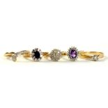 FIVE GOLD RINGS, VARIOUSLY GEM SET 10.1G