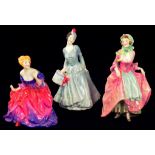 THREE ROYAL DOULTON FIGURES COMPRISING MIDINETTE HN2090, SUZETTE HN1487 AND LADY FAYRE HN1265