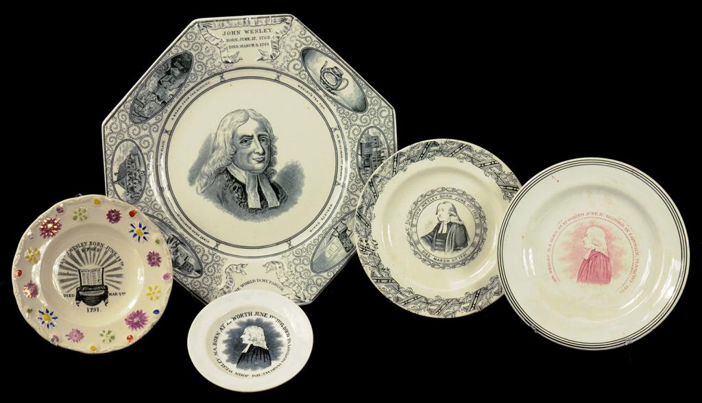 FIVE EARLY/MID 19TH CENTURY EARTHENWARE PLATES, INCLUDING CHILDREN'S PLATES, FOUR IN COMMEMORATION