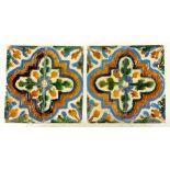 A PAIR OF SPANISH ARISTA TILES, SEVILLE, LATE 16TH CENTURY