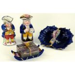 A COPELAND MAJOLICA BUTTER DISH AND COVER IN THE FORM OF A BOX ON A SLED, IMPRESSED MARK, CIRCA