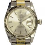 A ROLEX STAINLESS STEEL OYSTER - PERPETUAL DATEJUST GENTLEMAN'S WRISTWATCH