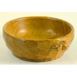 A MOUSEMAN OAK BOWL BY ROBERT THOMPSON OF KILBURN