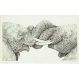 MODERN BRITISH SCHOOL - TYING THE KNOT, ETCHING, INDISTINCTLY SIGNED BY THE ARTIST IN PENCIL,