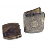 A VICTORIAN SILVER CIGARETTE CASE, HAMMER TEXTURED, BIRMINGHAM 1897 AND ANOTHER, 5OZS 10DWTS