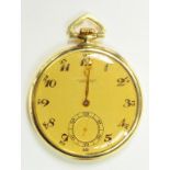 A SWISS 14CT GOLD KEYLESS LEVER WATCH, THE DIAL INSCRIBED CHRONOMETRE ZENITH, CIRCA 1930