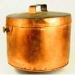 A VICTORIAN CYLINDRICAL COPPER PAN AND COVER