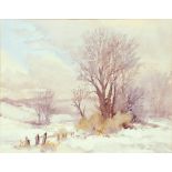 STANLEY DESBOROUGH - WINTER LANDSCAPE, SIGNED, WATERCOLOUR