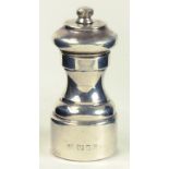 AN ELIZABETH II SILVER PEPPER MILL, LONDON 1983