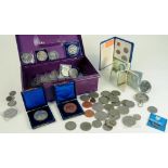 MISCELLANEOUS COINS AND TWO LATE 19TH CENTURY CASED NOTTINGHAM SCHOOL BOARD ATTENDANCE MEDALS,