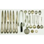 MISCELLANEOUS SMALL SILVER FLATWARE, ETC