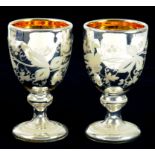 A PAIR OF SILVERED GLASS GOBLETS, LATE 19TH CENTURY