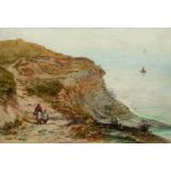 JOHN SYER - ON THE COASTAL PATH, SIGNED, WATERCOLOUR, AND ANOTHER WATERCOLOUR