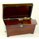 A VICTORIAN MAHOGANY TEA CADDY