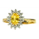 A GEM SET 9CT GOLD RING, 1.8G