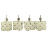 A SET OF FOUR 1970'S GLASS - TILE CEILING LIGHT PENDANTS OF SQUARE DESIGN