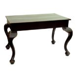 A PAINTED WOOD RECTANGULAR TABLE ON CABRIOLE LEGS AND FOUR FEET