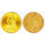 GOLD COINS.  HALF SOVEREIGN 1887 AND 1892