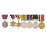 WORLD WAR TWO GROUP OF SIX  1939-1945 Star, Africa Star, Defence Medal, War Medal, Efficiency Medal,